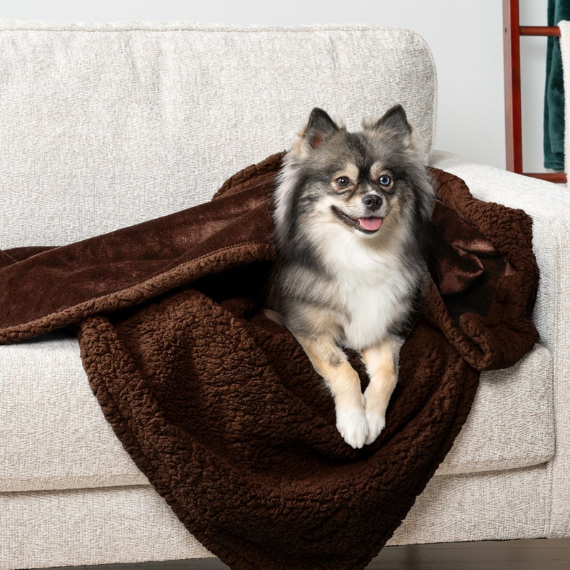 PetAmi Waterproof Dog Blanket for Small Medium Dog Puppy Cat Throw for Couch Cover Leakproof Protection, Sherpa Fleece, Reversible Soft Washable 29x40 Brown Brown - Image 3